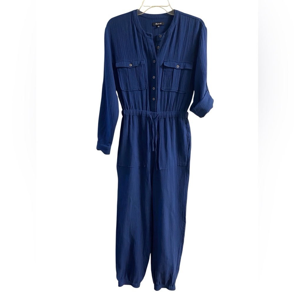 Madewell lightspun tapered leg‎ gauze navy blue jumpsuit women XS/S - Picture 2 of 10